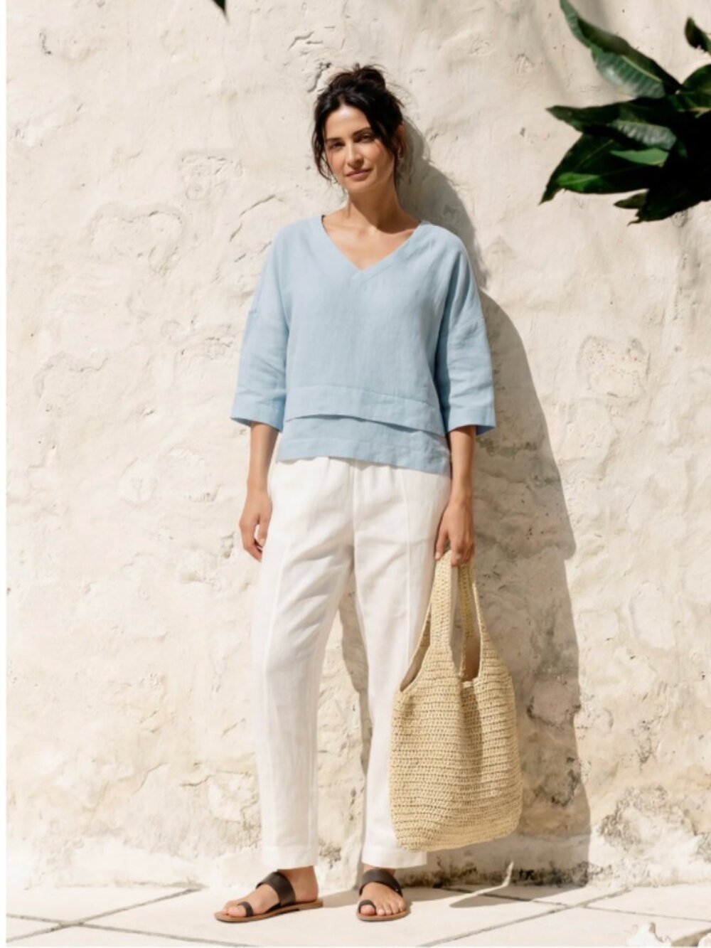 *NEW* Lintico 100% Linen Drop Shoulder Asymmetric Layered Hem Overtop VIOLA - Picture 2 of 16